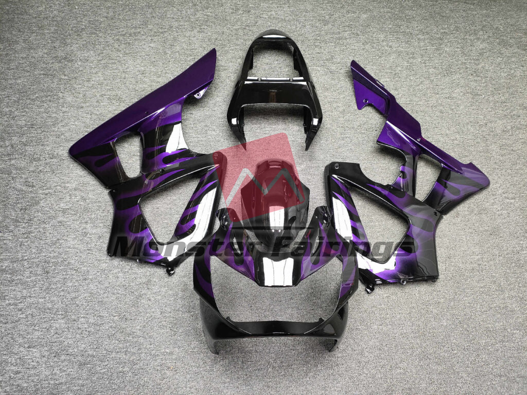 Honda CBR929 2000 - 2001 Gloss Black Purple Flames ABS fairings - custom motorcycle bodywork kit by Monster Fairings