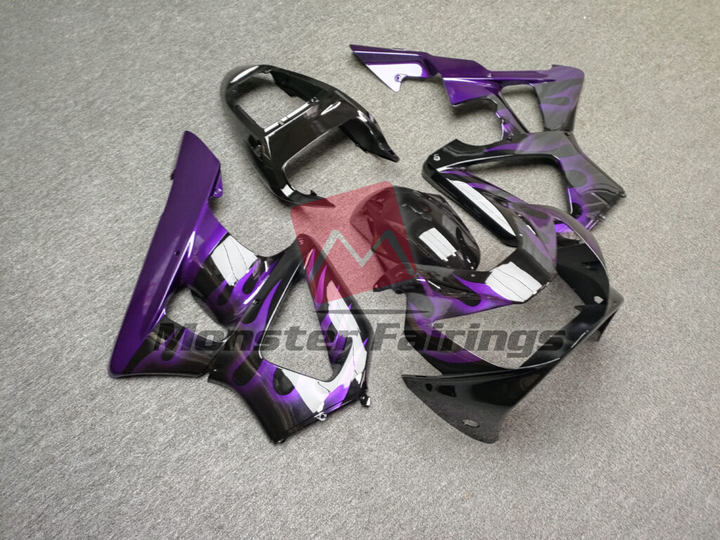 Gloss Black Purple Flames ABS fairings for Honda CBR929 2000 - 2001 - premium OEM fit kit by Monster Fairings