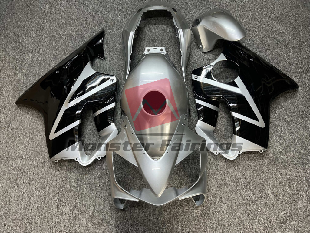 Honda CBR600F4i 2004 - 2007 Gloss Silver & Black ABS fairings - custom motorcycle bodywork kit by Monster Fairings