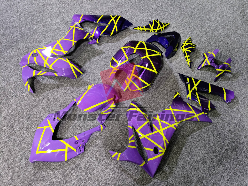 Honda CBR650R custom ABS fairings 2019 - 2020 in Gloss Purple & Lilac Fade Neon Yellow - durable replacement kit, Monster Fairings