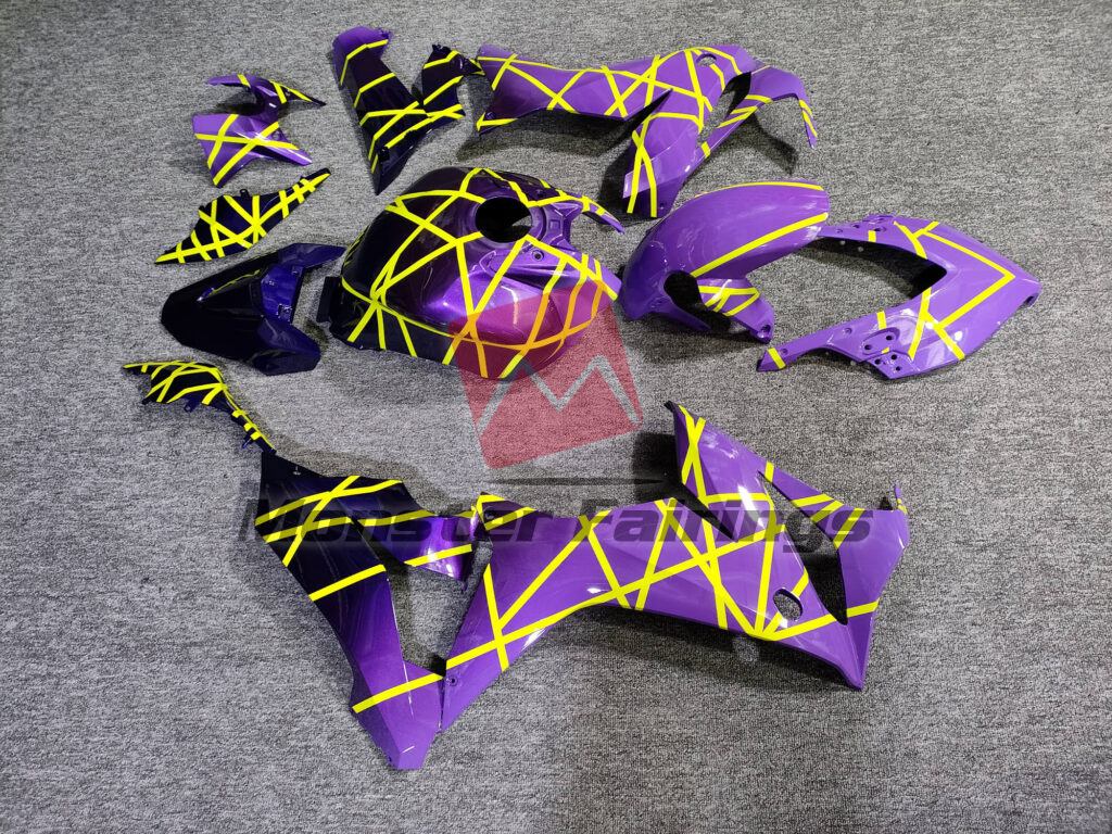 2019 - 2020 Honda CBR650R Gloss Purple & Lilac Fade Neon Yellow fairing set - ABS injection, custom painted by Monster Fairings