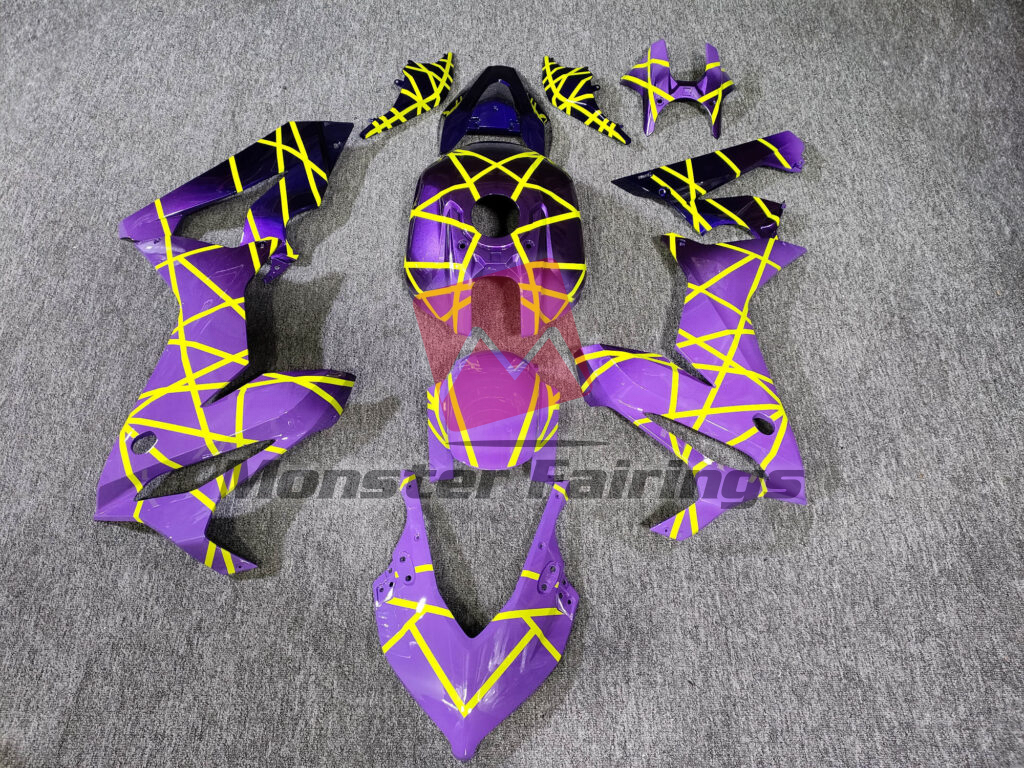 Honda CBR650R 2019 - 2020 Gloss Purple & Lilac Fade Neon Yellow ABS fairings - custom motorcycle bodywork kit by Monster Fairings