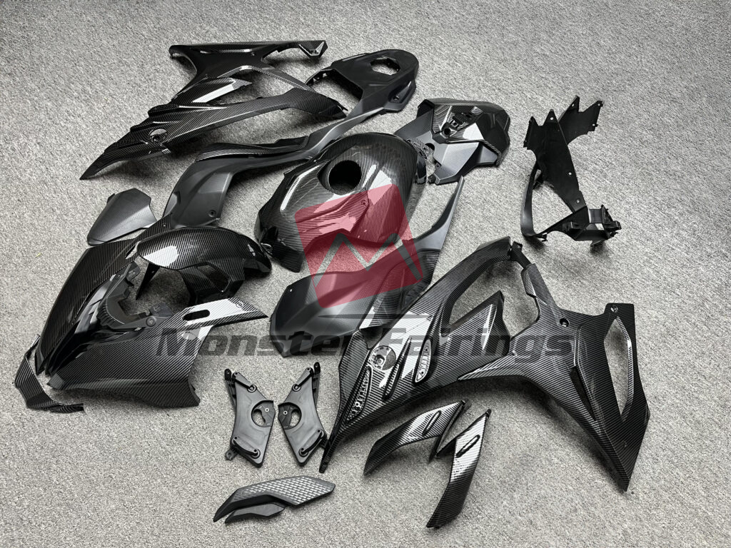 Gloss Carbon Fiber Style ABS fairings for BMW S1000RR 2023 - 2024 - premium OEM fit kit by Monster Fairings