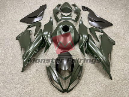 Kawasaki ZX6R 2013 - 2018 Matte Green & Black ABS fairings - custom motorcycle bodywork kit by Monster Fairings