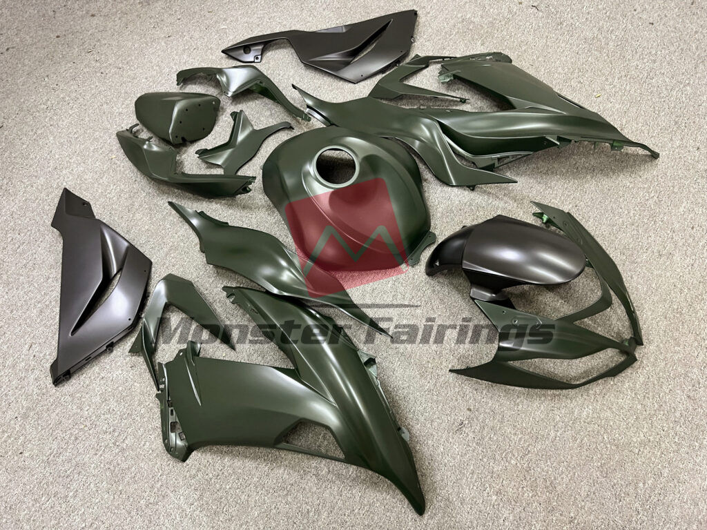 Matte Green & Black ABS fairings for Kawasaki ZX6R 2013 - 2018 - premium OEM fit kit by Monster Fairings