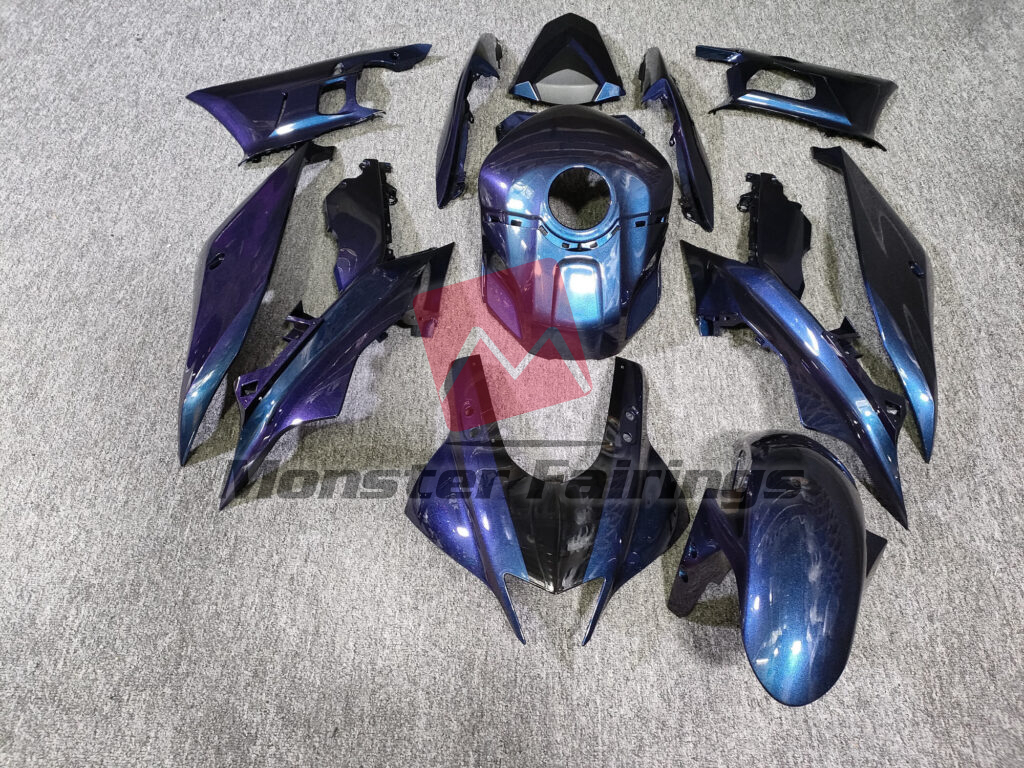 Yamaha R3 2019 - 2021 Gloss Purple & Blue Iridescent ABS fairings - custom motorcycle bodywork kit by Monster Fairings