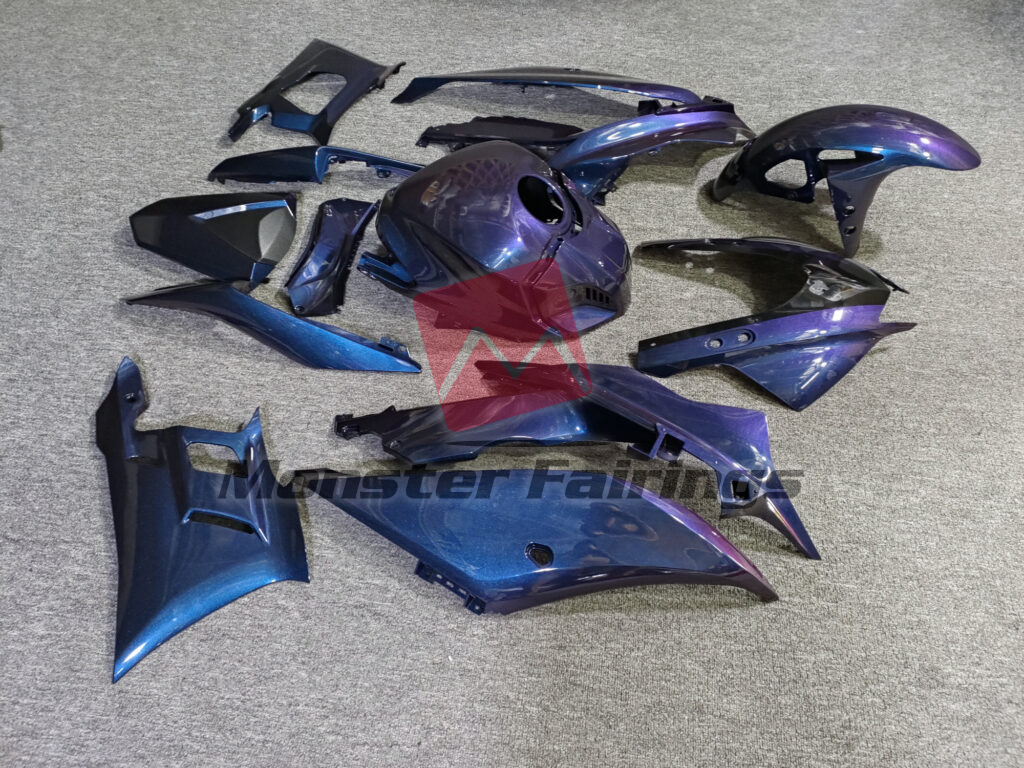 Yamaha R3 custom ABS fairings 2019 - 2021 in Gloss Purple & Blue Iridescent - durable replacement kit, Monster Fairings