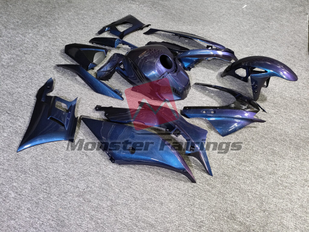 2019 - 2021 Yamaha R3 Gloss Purple & Blue Iridescent fairing set - ABS injection, custom painted by Monster Fairings