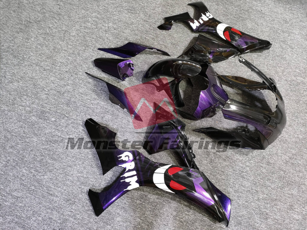 Gloss Black & Deep Purple Grim ABS fairings for Yamaha R1 2020 - 2025 - premium OEM fit kit by Monster Fairings