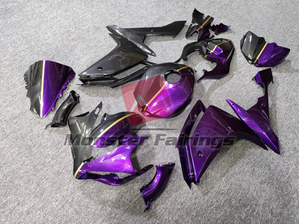 Gloss Purple & Carbon Fiber Style Split ABS fairings for Yamaha R1 2007 - 2008 - premium OEM fit kit by Monster Fairings