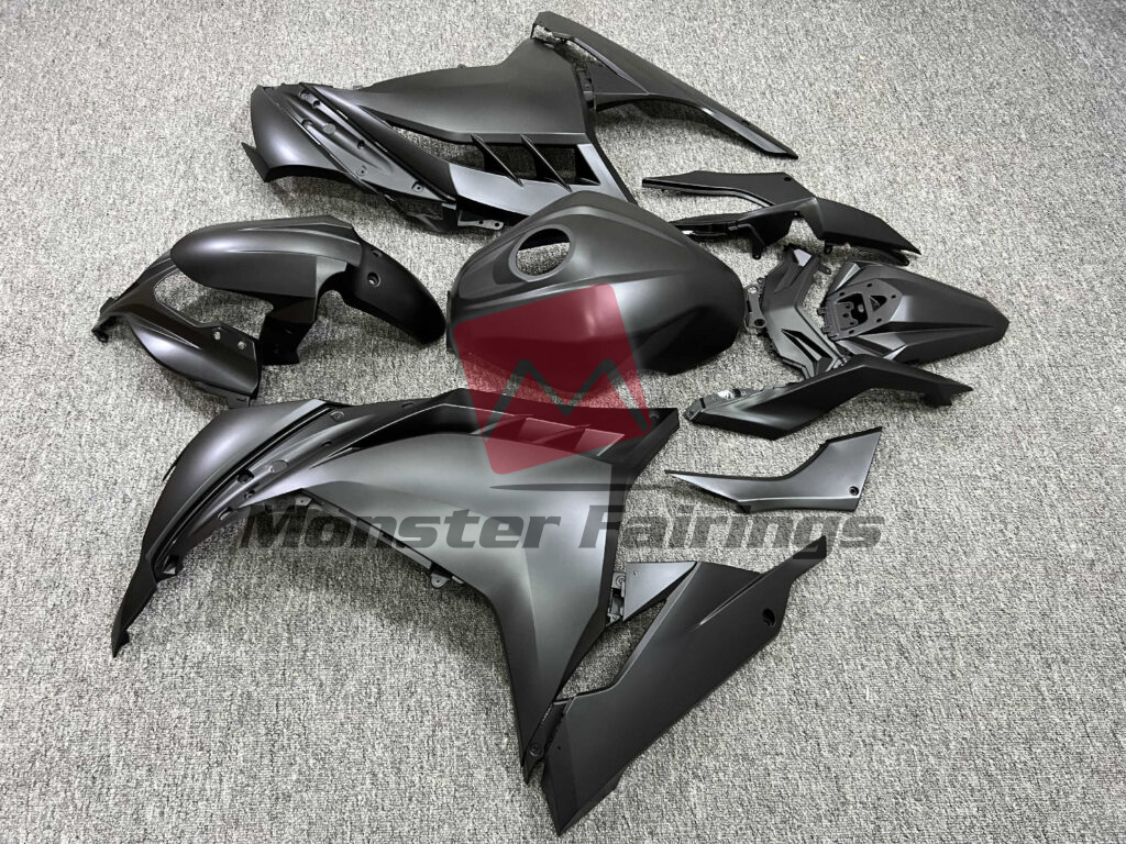 2013 - 2022 Kawasaki Ninja 300 Matte Black fairing set - ABS injection, custom painted by Monster Fairings