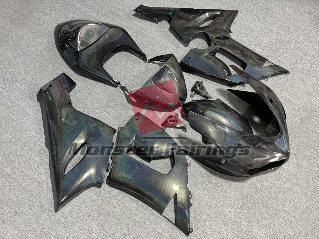 Kawasaki ZX6R custom ABS fairings 2005 - 2006 in Gloss Metallic Nebula - durable replacement kit, Monster Fairings