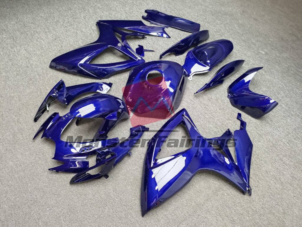 2006 - 2007 Suzuki GSXR Gloss Blue Carbon Fiber Style fairing set - ABS injection, custom painted by Monster Fairings