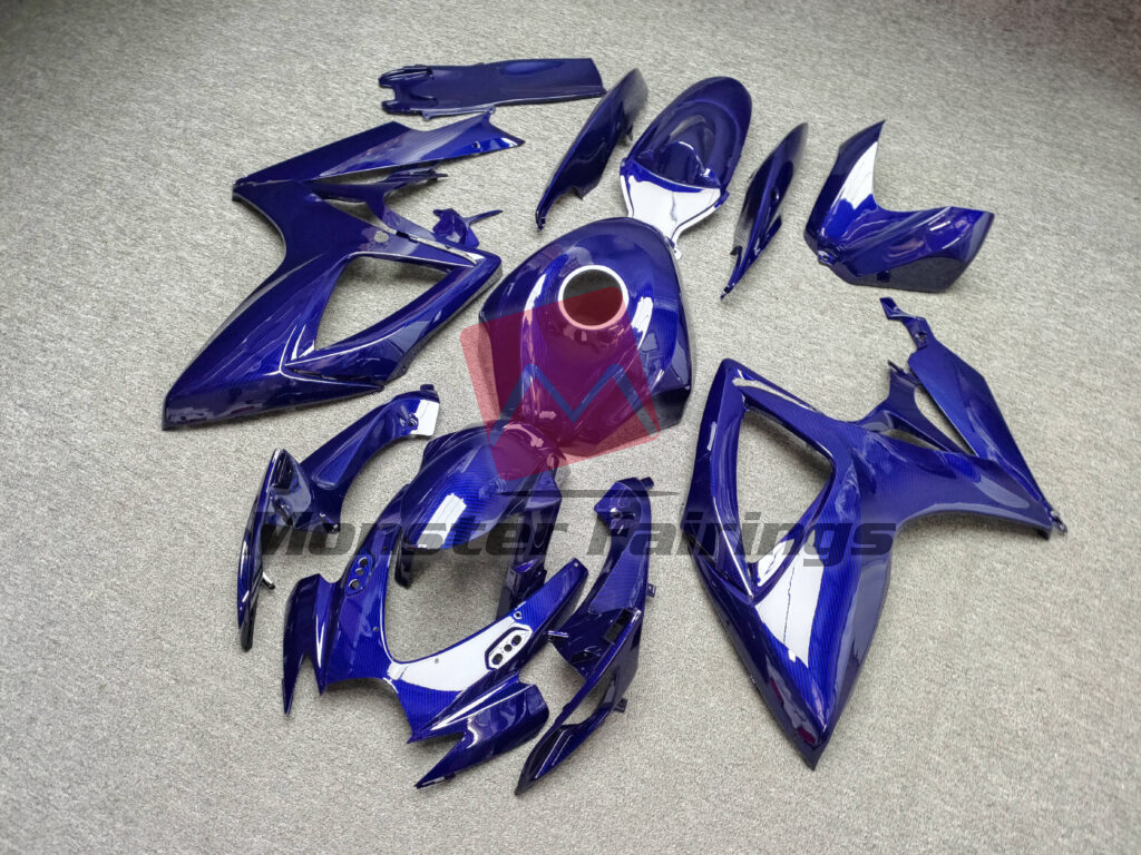 Gloss Blue Carbon Fiber Style ABS fairings for Suzuki GSXR 600 - 750 2006 - 2007 - premium OEM fit kit by Monster Fairings