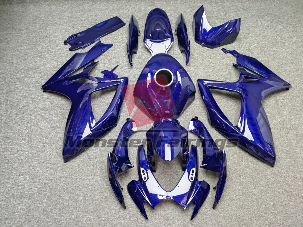 Suzuki GSXR 600 - 750 2006 - 2007 Gloss Blue Carbon Fiber Style ABS fairings - custom motorcycle bodywork kit by Monster Fairings