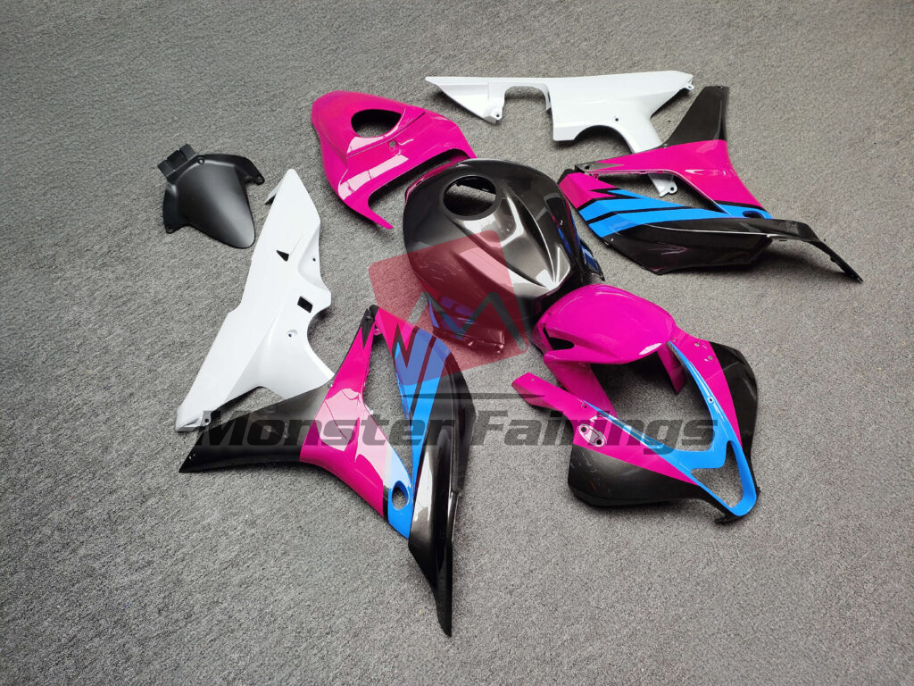 Gloss Black & White Blue Pink ABS fairings for Honda CBR600RR 2007 - 2008 - premium OEM fit kit by Monster Fairings