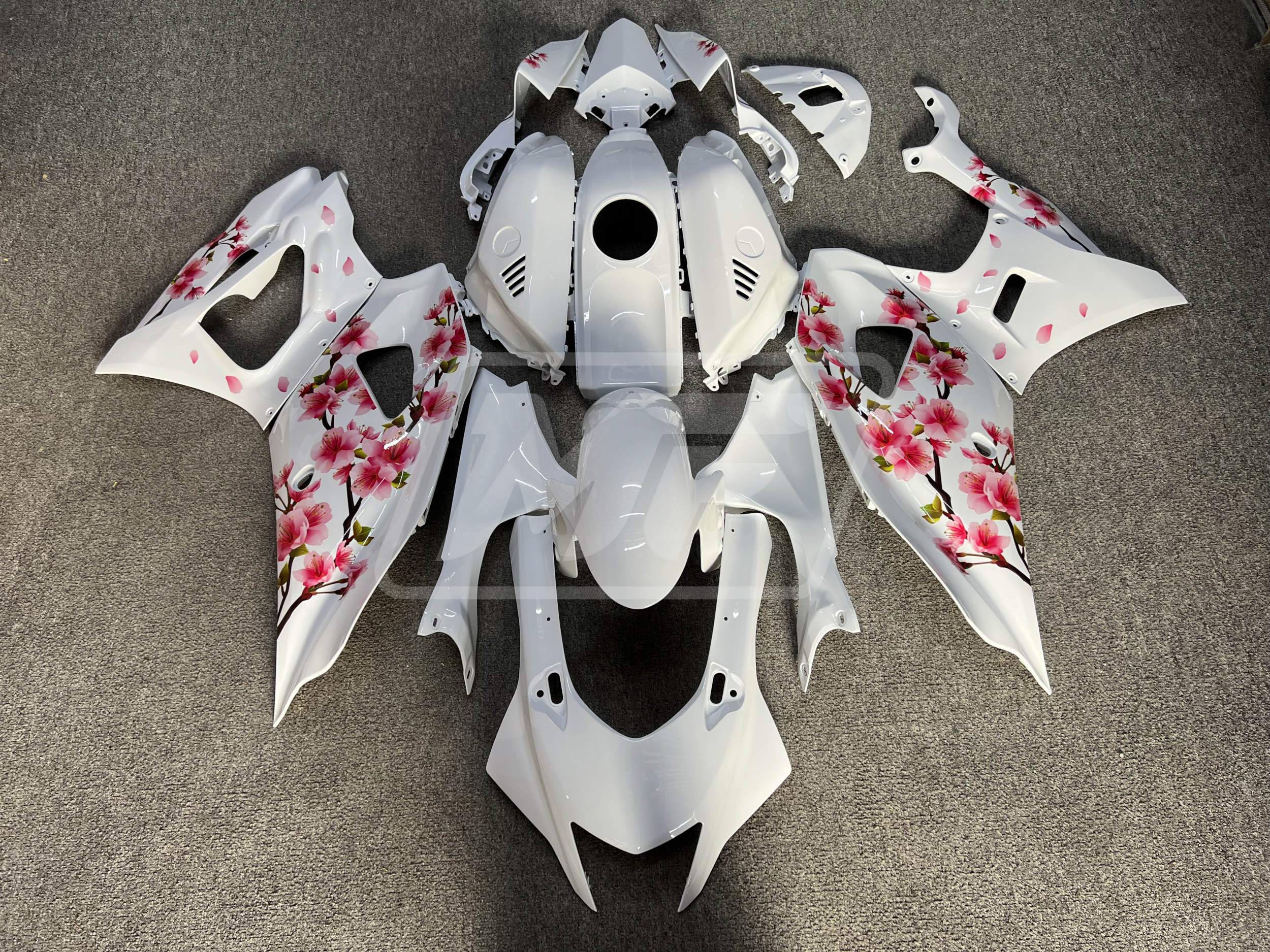 Yamaha R7 2021-2025 Gloss White Cherry Blossom ABS Fairings