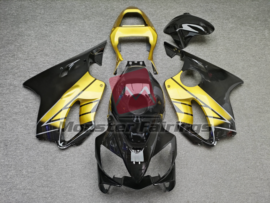 Honda CBR600 F4i 2001 - 2003 Gloss Black & Gold ABS fairings - custom motorcycle bodywork kit by Monster Fairings