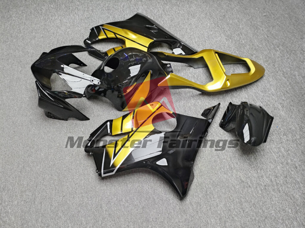 Honda CBR600 F4i custom ABS fairings 2001 - 2003 in Gloss Black & Gold - durable replacement kit, Monster Fairings