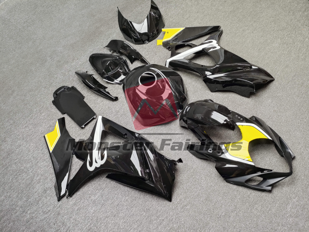 Gloss Black Yellow & White ABS fairings for Suzuki GSXR 1000 2007 - 2008 - premium OEM fit kit by Monster Fairings