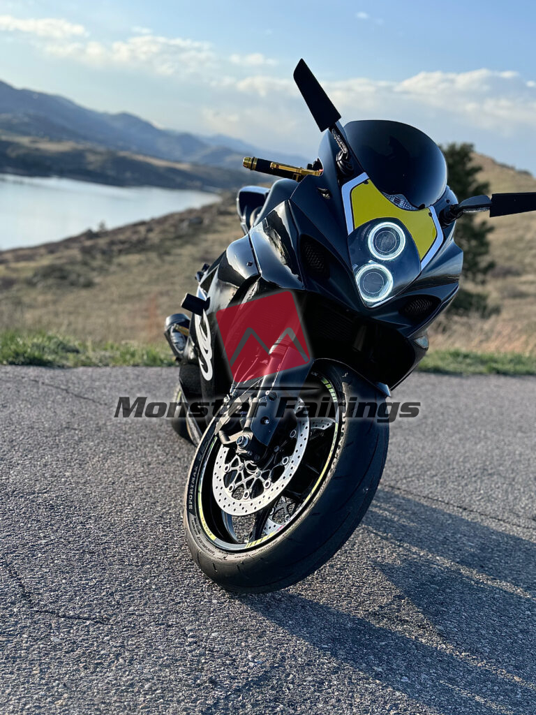 Suzuki GSXR 1000 2007 - 2008 ABS fairings, Gloss Black Yellow & White - high - quality motorcycle kit by Monster Fairings
