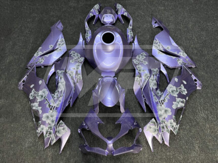 Kawasaki ZX6R 2019-2023 Gloss Lilac White Cherry Blossom ABS Fairings | Monster Fairings