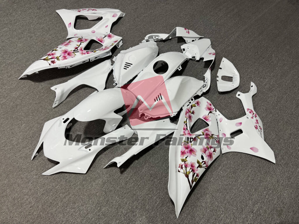 Monster Fairings ABS fairing kit for Yamaha R7 2021 - 2025 - Gloss White Cherry Blossom, precise OEM fit