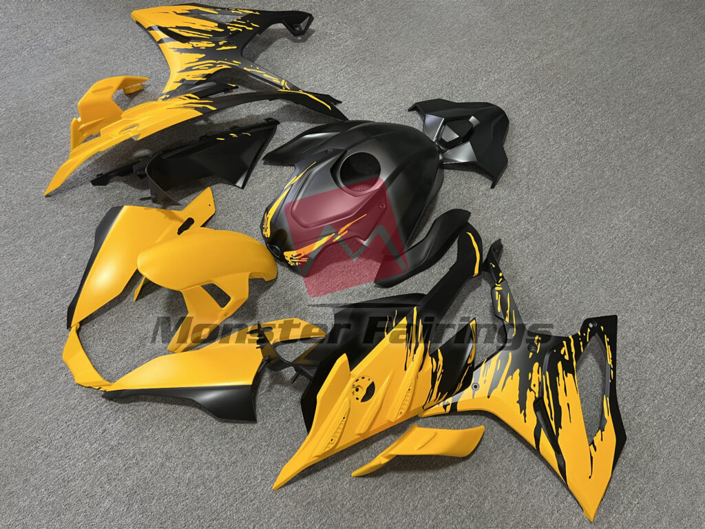 Matte Black & Yellow Splash ABS fairings for BMW S1000RR 2023 - 2024 - premium OEM fit kit by Monster Fairings