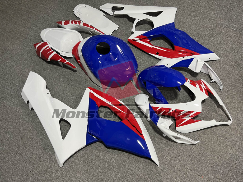 Monster Fairings ABS fairing kit for Suzuki GSXR 1000 2005 - 2006 - Gloss White Blue & Red, precise OEM fit