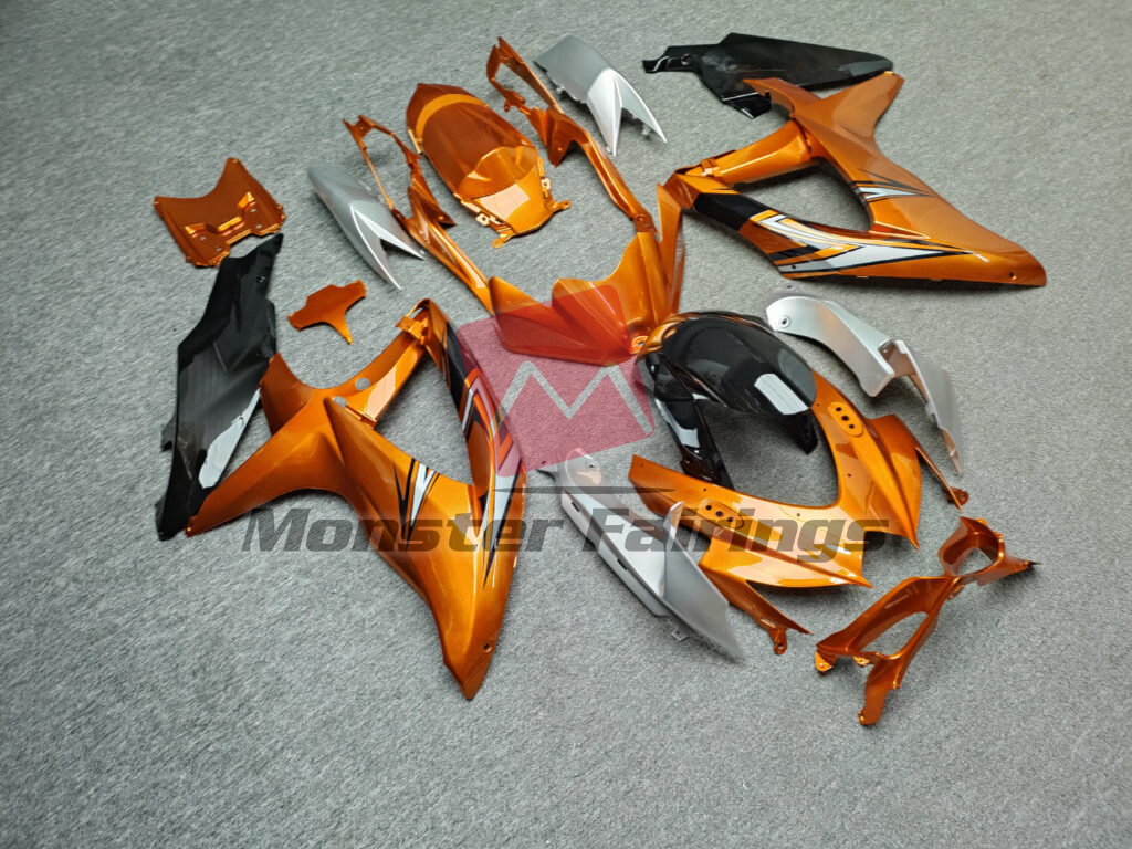 Gloss Orange & Silver ABS fairings for Suzuki GSXR 600 - 750 2008 - 2010 - premium OEM fit kit by Monster Fairings