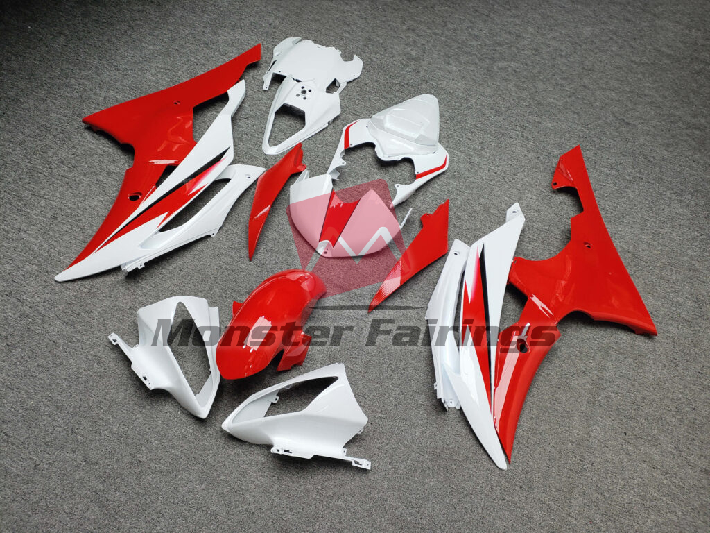 Gloss Red & White ABS fairings for Yamaha R6 2008 - 2016 - premium OEM fit kit by Monster Fairings