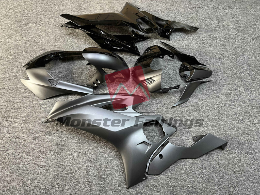 2017 - 2022 Yamaha R6 Gloss Black & Matte Dark Silver fairing set - ABS injection, custom painted by Monster Fairings