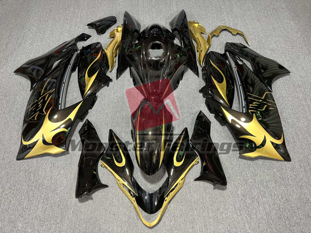 Suzuki GSXR 1300 2021 - 2025 Gloss Carbon Fiber Style Gold ABS fairings - custom motorcycle bodywork kit by Monster Fairings