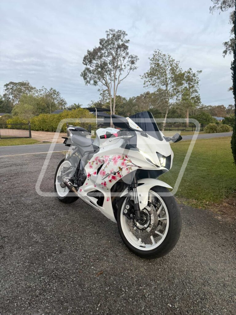 Yamaha R7 custom ABS fairings 2021 - 2025 in Gloss White Cherry Blossom - durable replacement kit, Monster Fairings