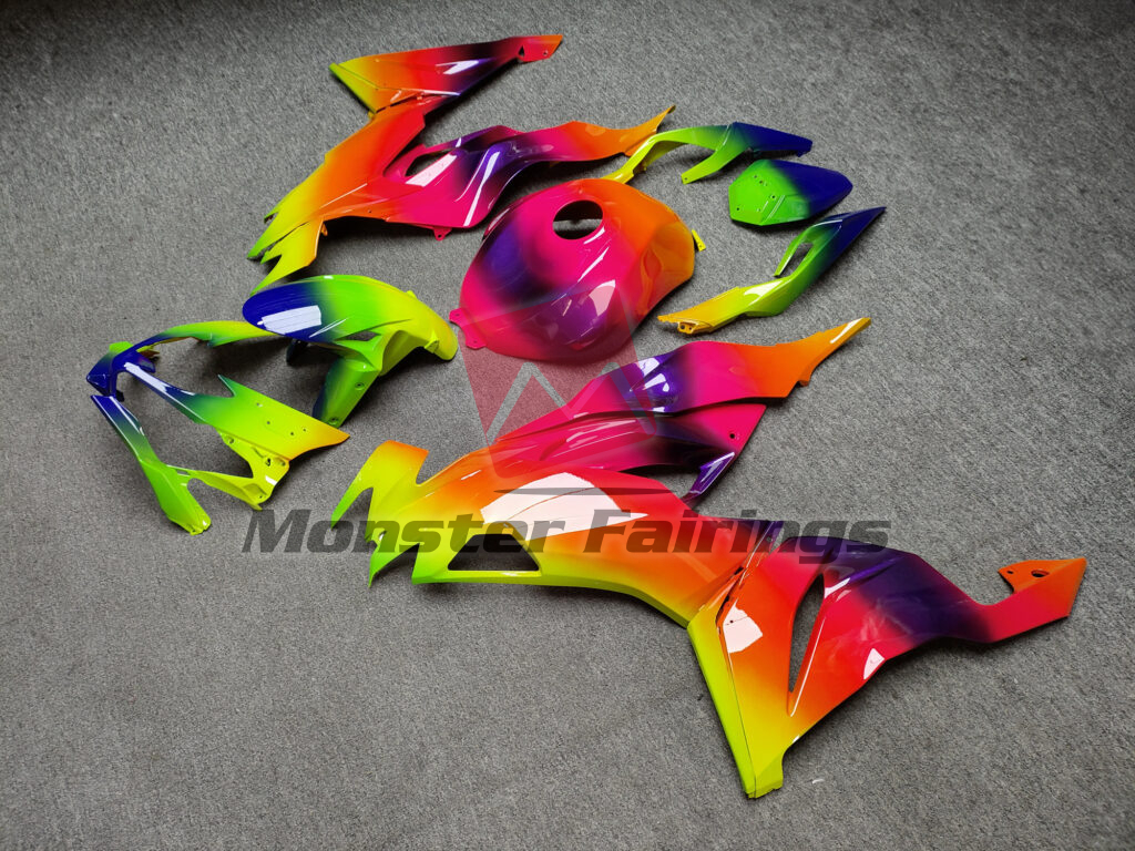 Kawasaki ZX6R custom ABS fairings 2019 - 2023 in Gloss Rainbow - durable replacement kit, Monster Fairings