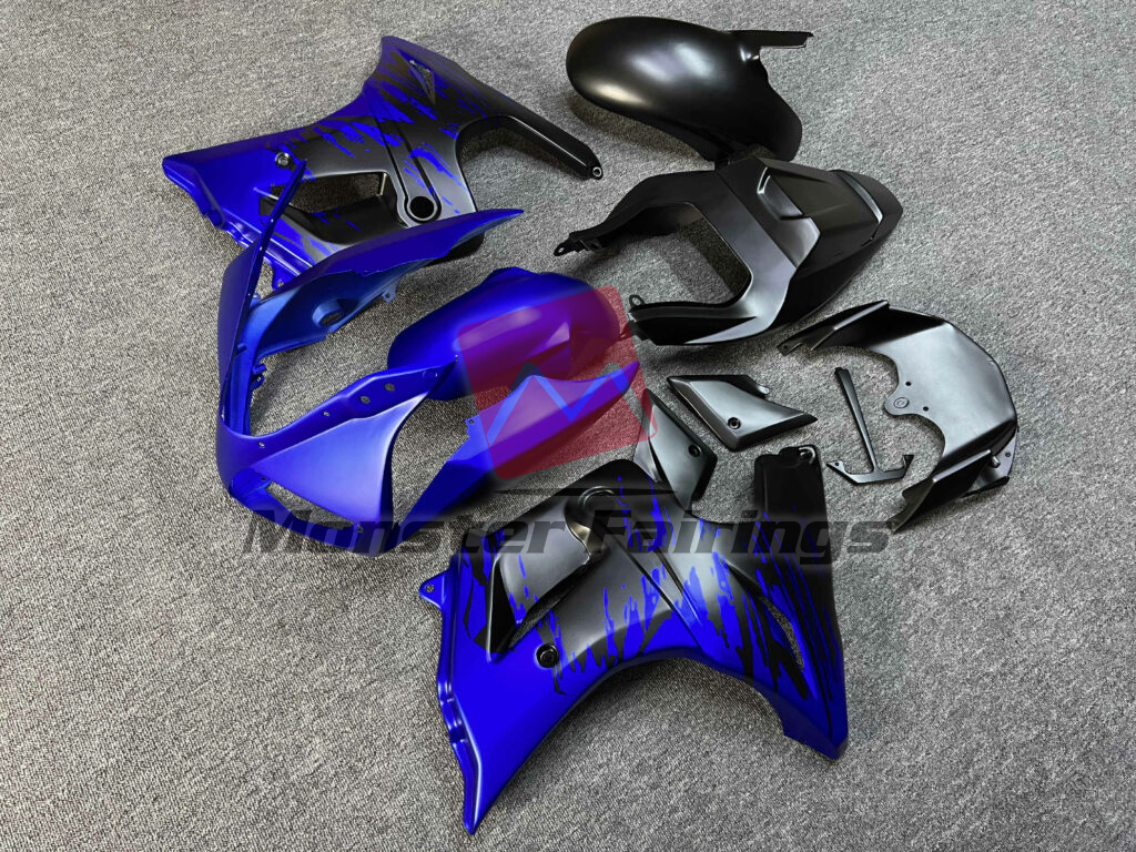 Suzuki SV650 custom ABS fairings 2003 - 2011 in Matte Blue & Black Splash - durable replacement kit, Monster Fairings