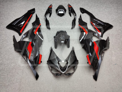 Kawasaki ZX6R 2024-2025 Gloss Black & Gray with Red ABS Fairings | Monster Fairings