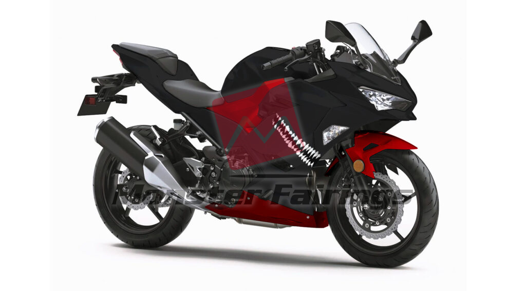 Gloss Deep Red & Matte Black ABS fairings for Kawasaki Ninja 400 2018 - 2024 - premium OEM fit kit by Monster Fairings