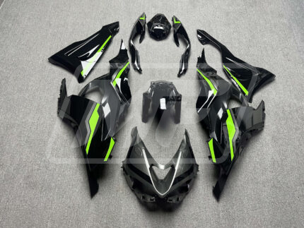 (IN STOCK TX) Kawasaki ZX6R 2024-2025 Gloss Black & Gray with Green ABS Fairings | Monster Fairings