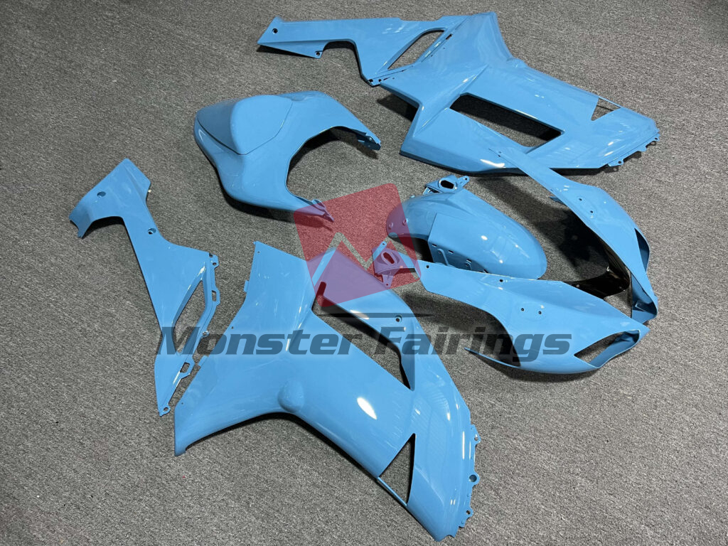 Kawasaki ZX6R custom ABS fairings 2007 - 2008 in Gloss Light Blue - durable replacement kit, Monster Fairings