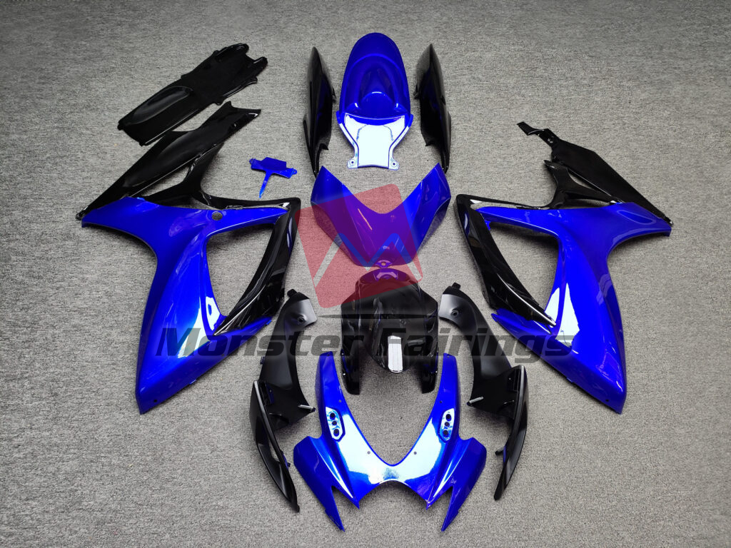 Suzuki GSXR 600 - 750 2006 - 2007 Gloss Black & Blue ABS fairings - custom motorcycle bodywork kit by Monster Fairings