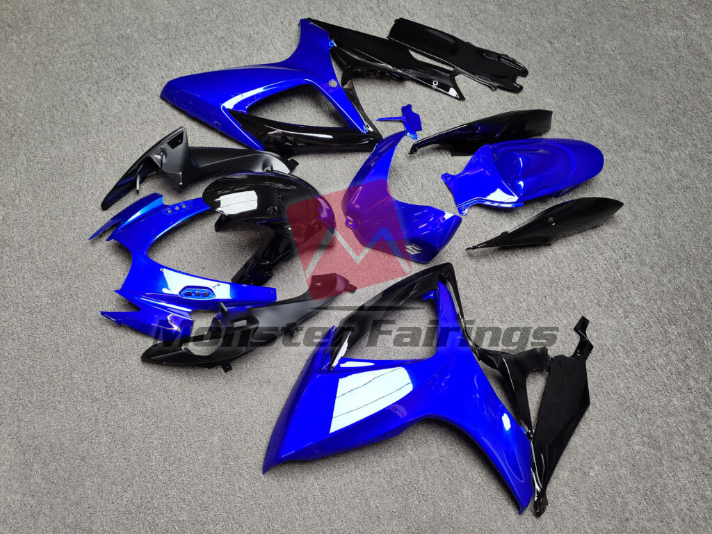 Suzuki GSXR 600 - 750 custom ABS fairings 2006 - 2007 in Gloss Black & Blue - durable replacement kit, Monster Fairings
