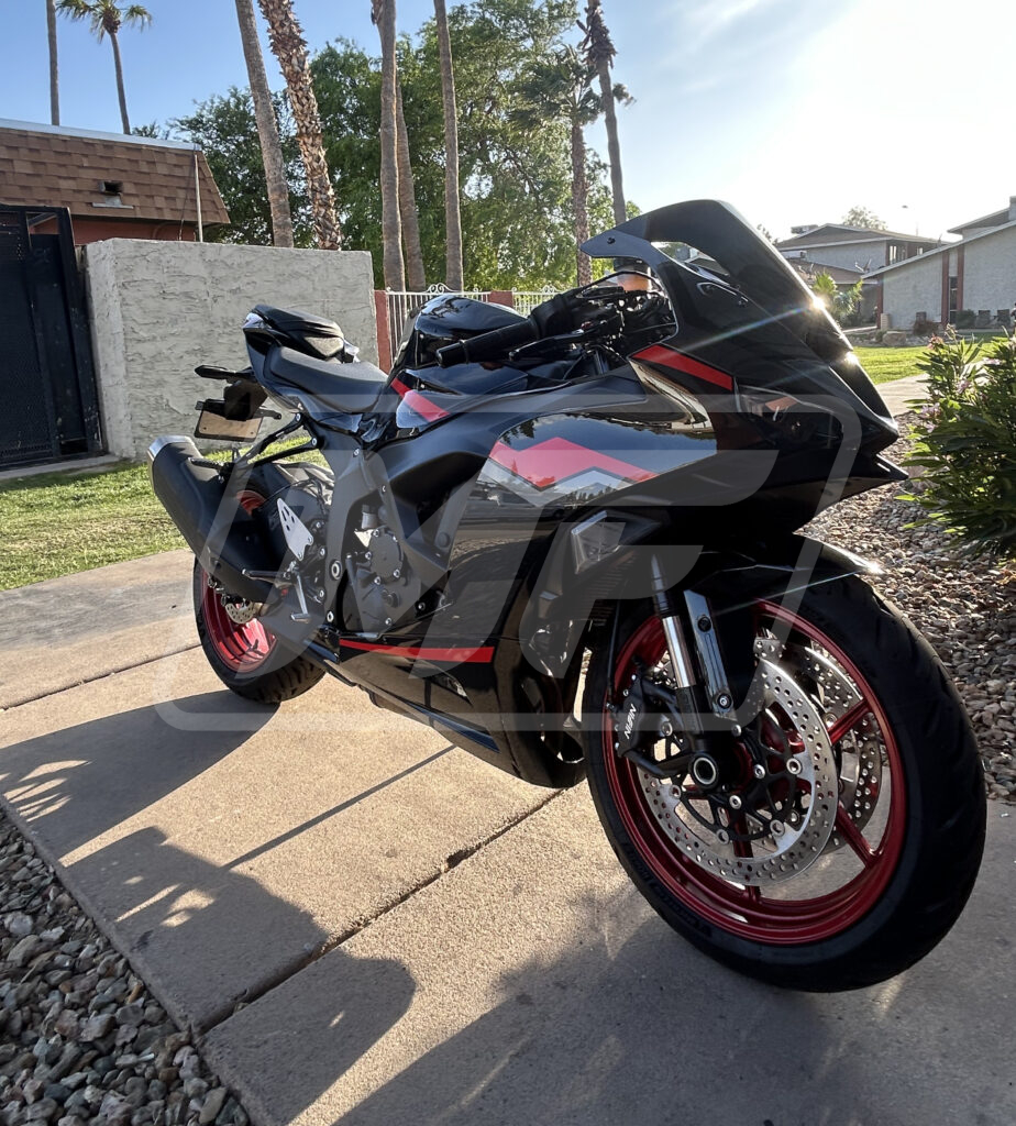 Kawasaki ZX6R custom ABS fairings 2024 - 2025 in Gloss Black & Gray with Red - durable replacement kit, Monster Fairings