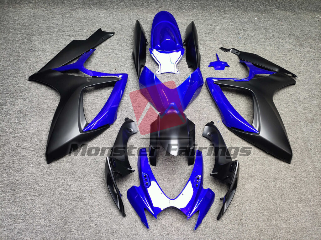 Suzuki GSXR 600 - 750 2006 - 2007 Gloss Blue & Matte Black ABS fairings - custom motorcycle bodywork kit by Monster Fairings