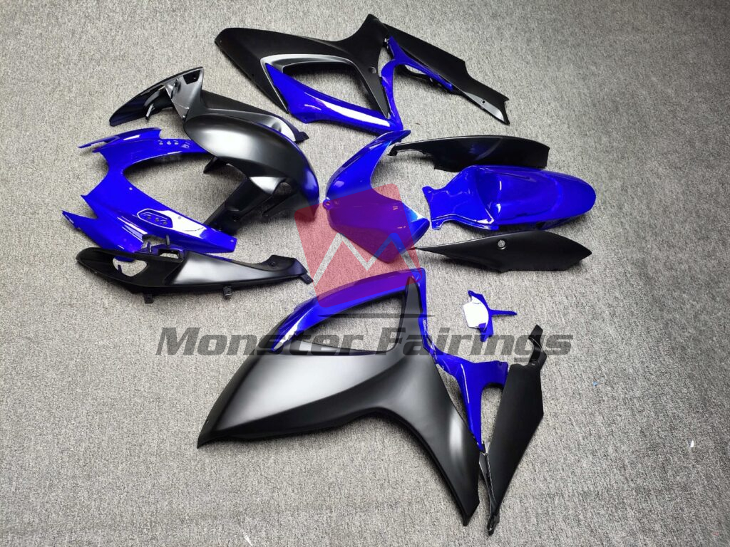 2006 - 2007 Suzuki GSXR 600 - 750 Gloss Blue & Matte Black fairing set - ABS injection, custom painted by Monster Fairings