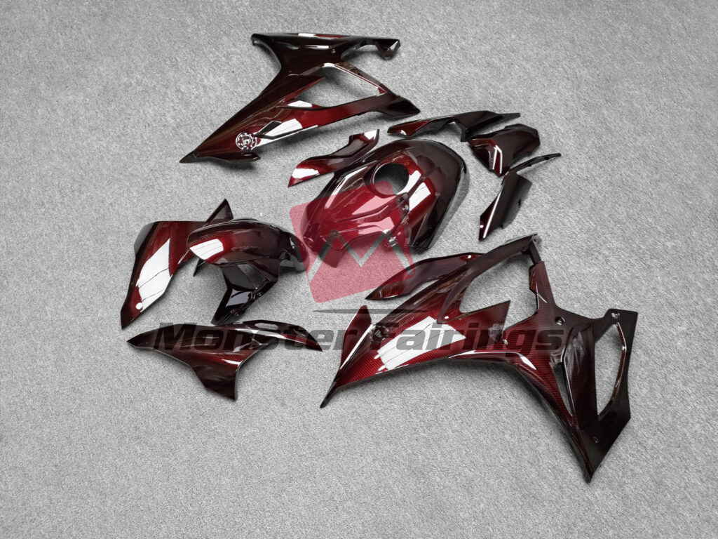 BMW S1000RR custom ABS fairings 2019 - 2022 in Gloss Red Carbon Fiber Style - durable replacement kit, Monster Fairings