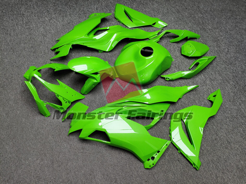 Kawasaki ZX6R custom ABS fairings 2019 - 2023 in Gloss Light Green Carbon Fiber Style - durable replacement kit, Monster Fairings