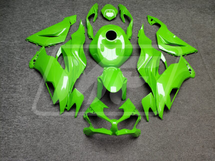 (IN STOCK) Kawasaki ZX6R 2019-2023 Gloss Light Green with Carbon Fiber Style ABS Fairings | Monster Fairings