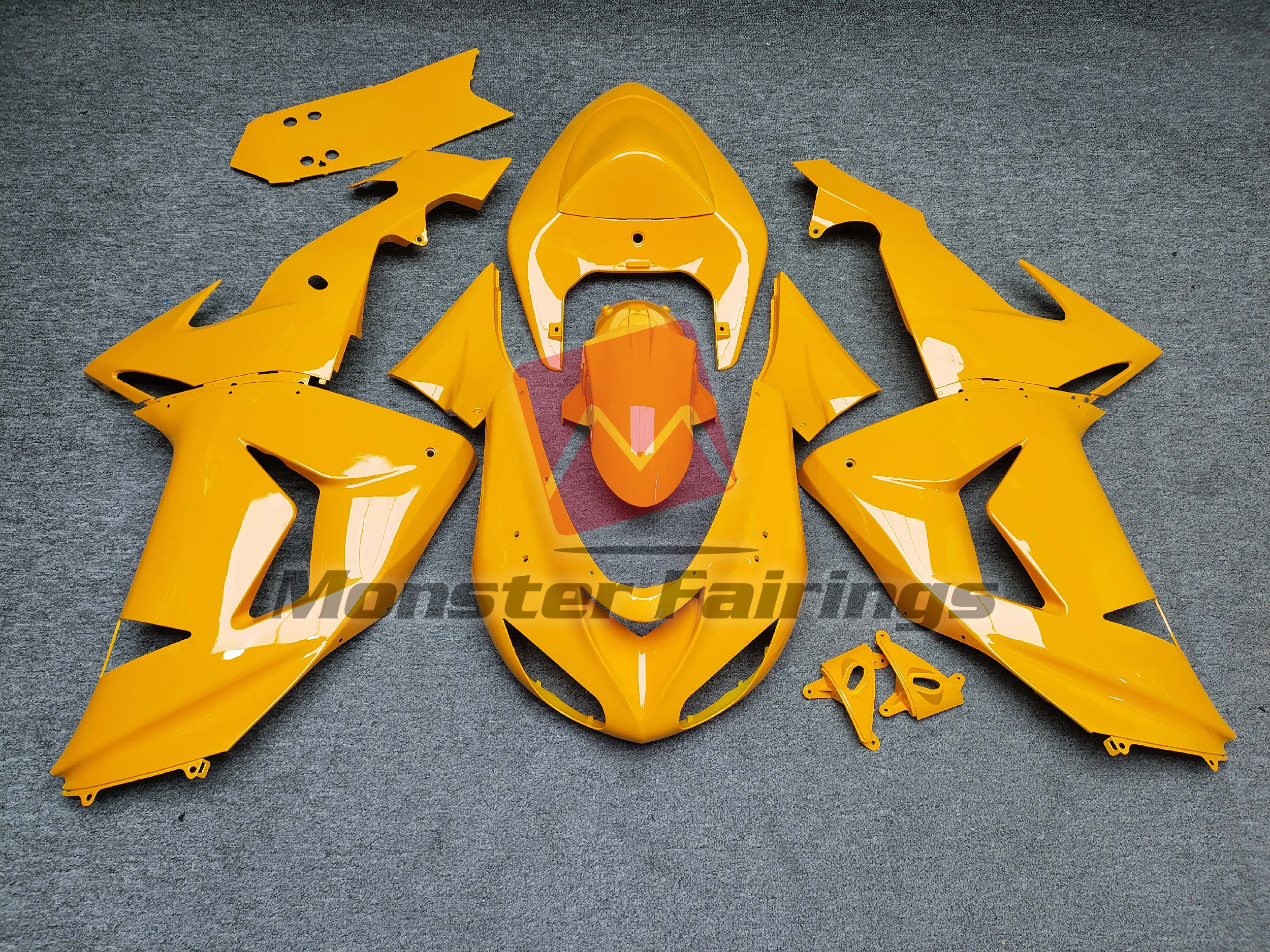 Kawasaki ZX10R 2006-2007 Gloss Yellow Plain ABS Fairings