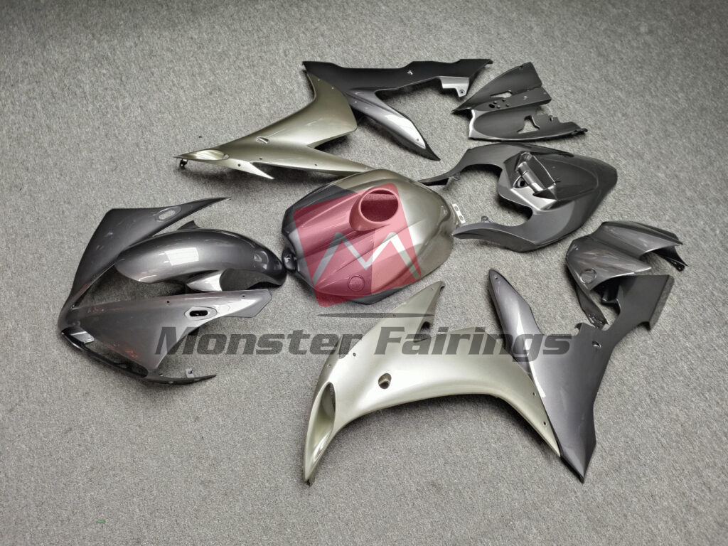 2004 - 2006 Yamaha R1 Gloss Dark Gray & Silver fairing set - ABS injection, custom painted by Monster Fairings